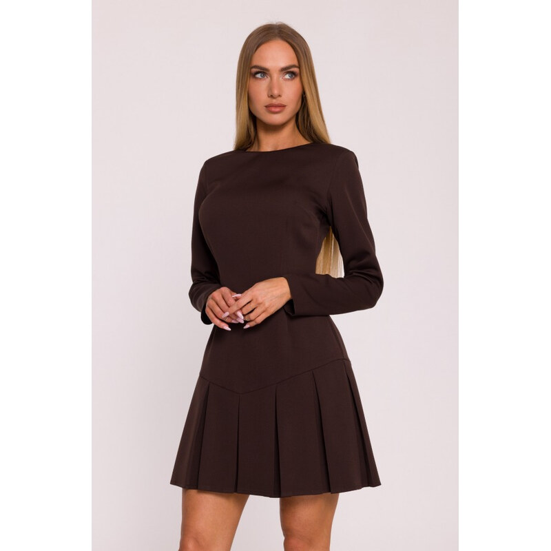 Šaty s záhyby hnědé model 21295930 - Moe