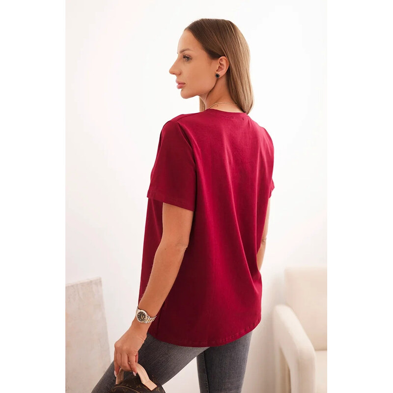 Dámská bavlněná blůza model 21308405 střihu bordová - K-Fashion