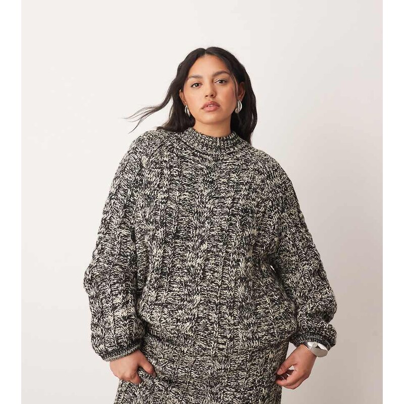 ARRANGE Curve cable knit high neck jumper with volume sleeve co-ord in 108404004