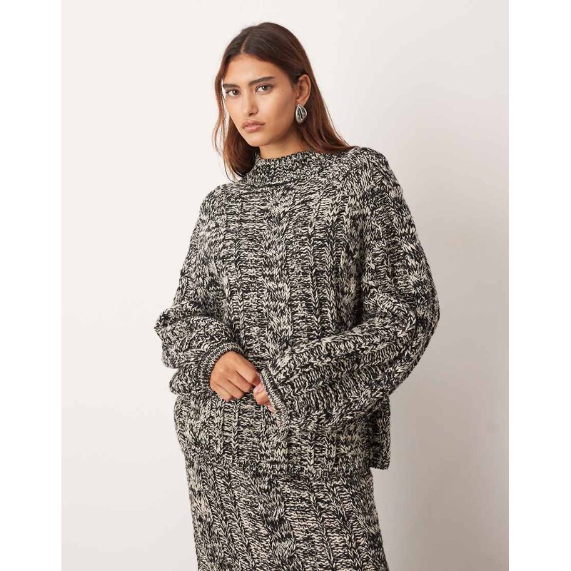ARRANGE cable knit high neck jumper with volume sleeve co-ord in