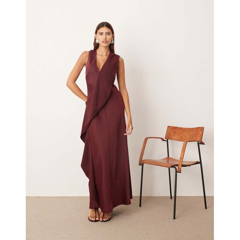 ARRANGE contrast panel sleeveless maxi dress in merlot-Red 108404017