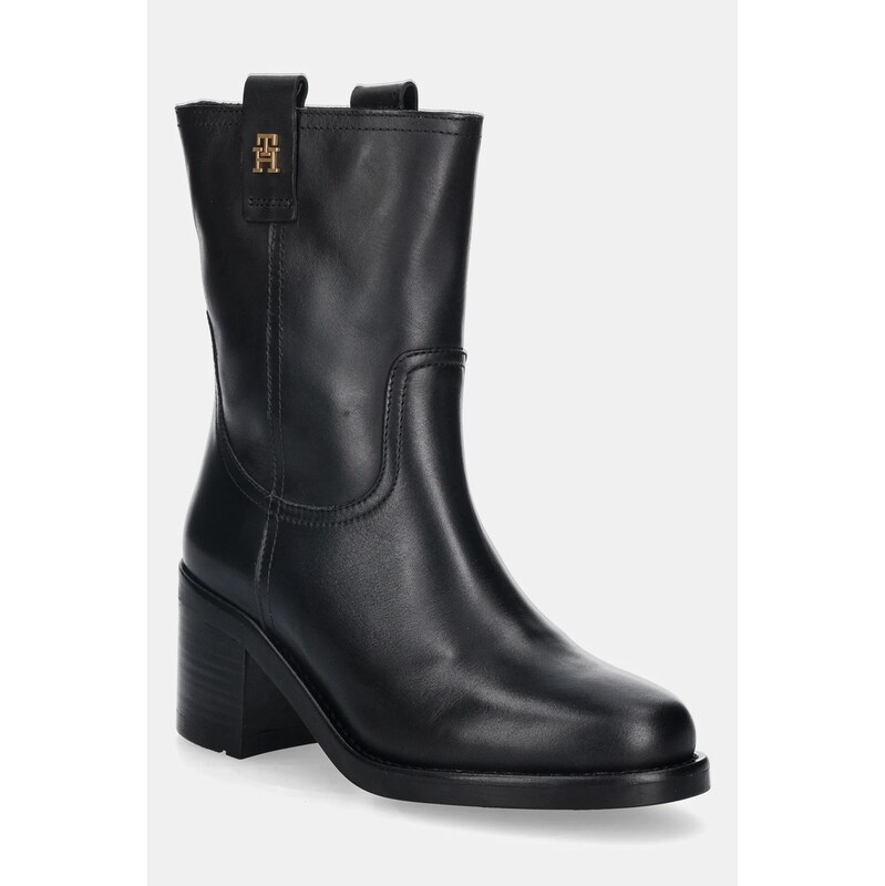 Kožené kotníkové boty Tommy Hilfiger RIDING LTHR MID BOOT BLOCK HEEL 108423862