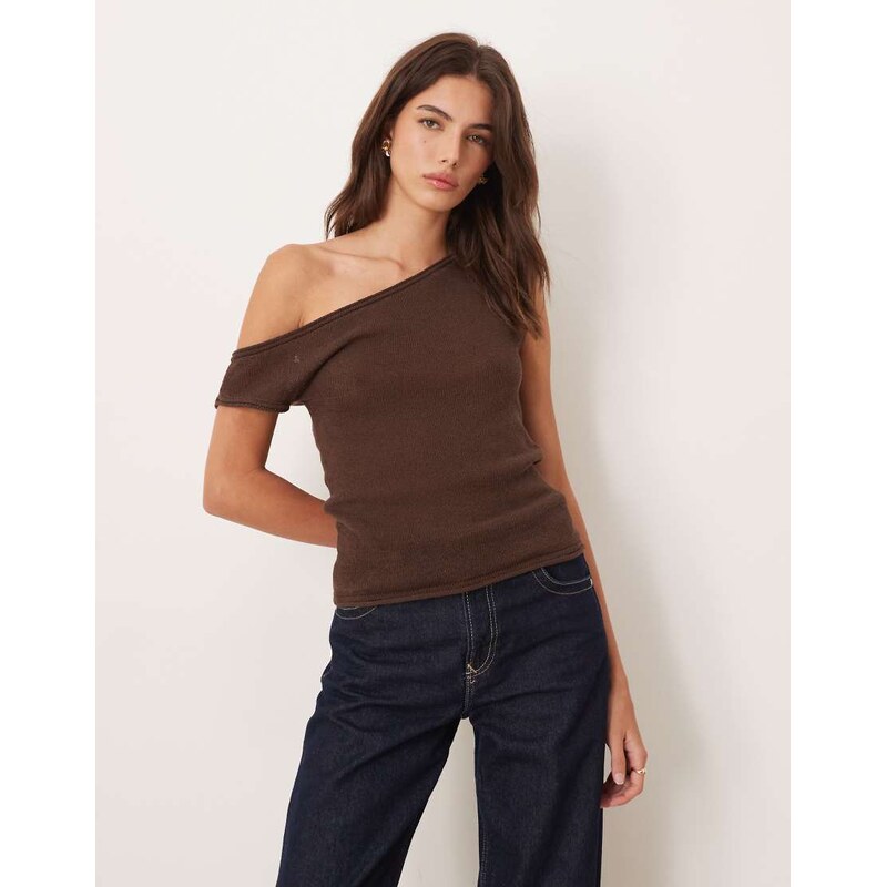 ASOS DESIGN knitted cardigan with high neck in mocha-Neutral 108409138
