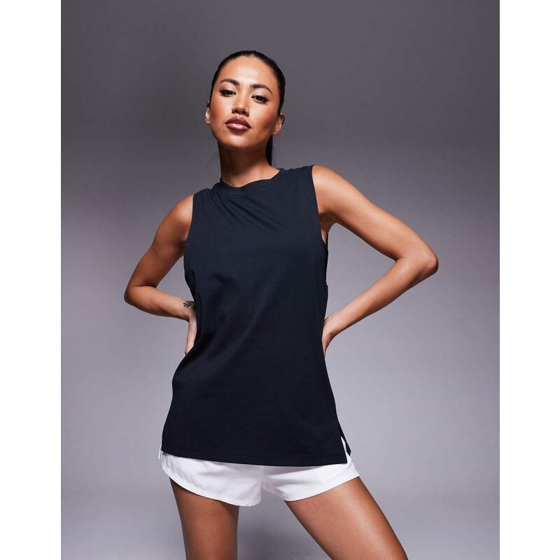 4505 Icon cotton drop armhole vest with quick dry finish in black 110460235