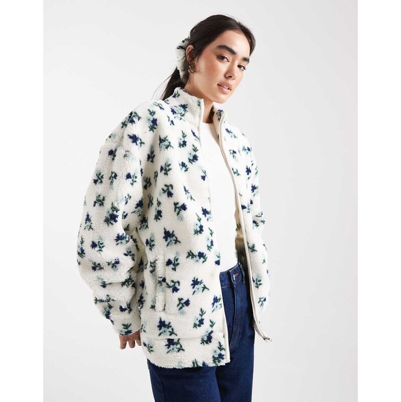 Brave Soul high neck zip through fleece & scrunchie set with