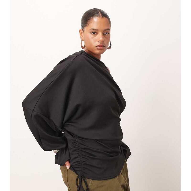 ARRANGE Curve jersey off shoulder wide sleeve top with ruched