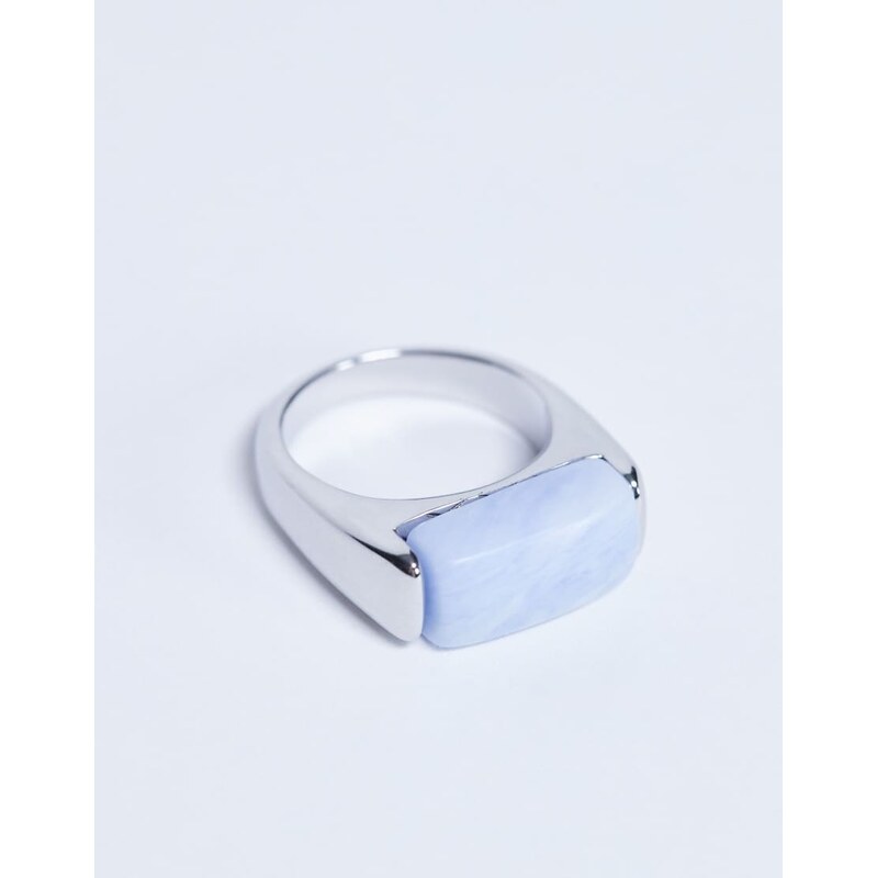 Topshop Raquel stainless steel blue stone ring in silver 109470213
