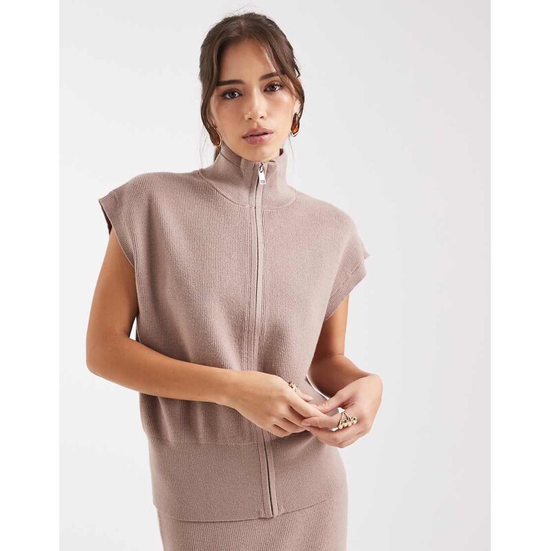 French Connection zip up high neck short sleeve jumper co-ord in