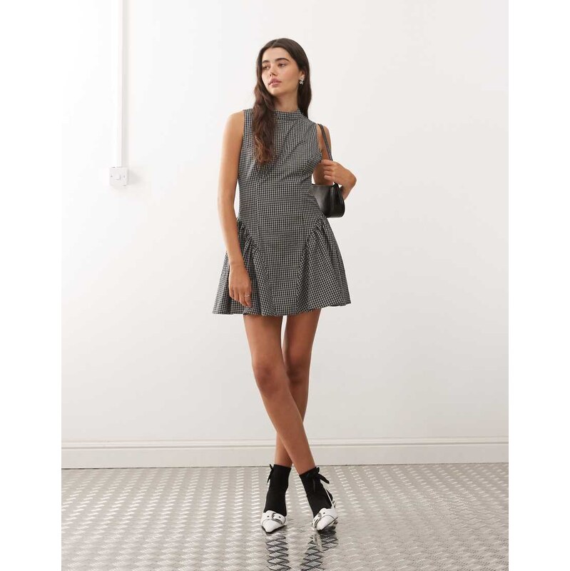 Lioness Chelsea high neck gathered hip detail mini dress in black 109620515