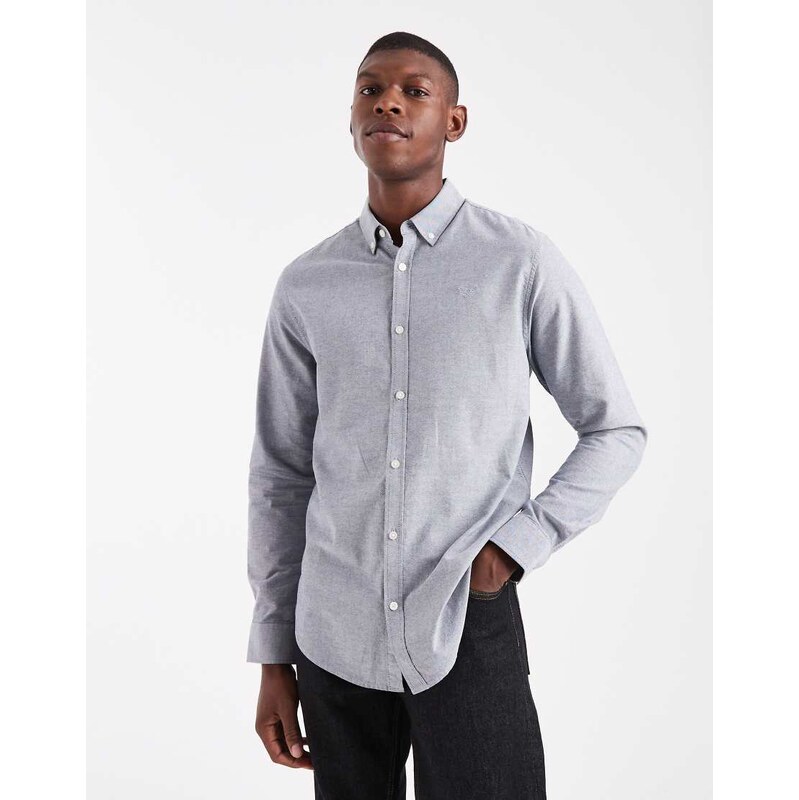 Threadbare long sleeve oxford shirt in denim blue