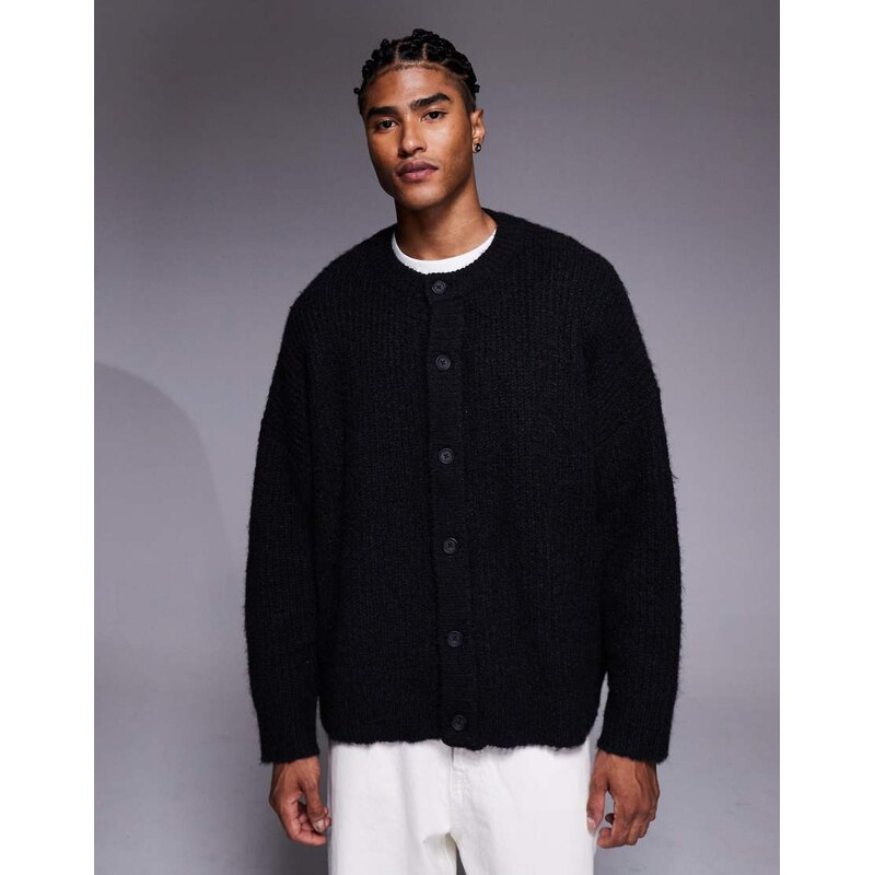 ASOS DESIGN super oversized knitted crew neck cardigan in black