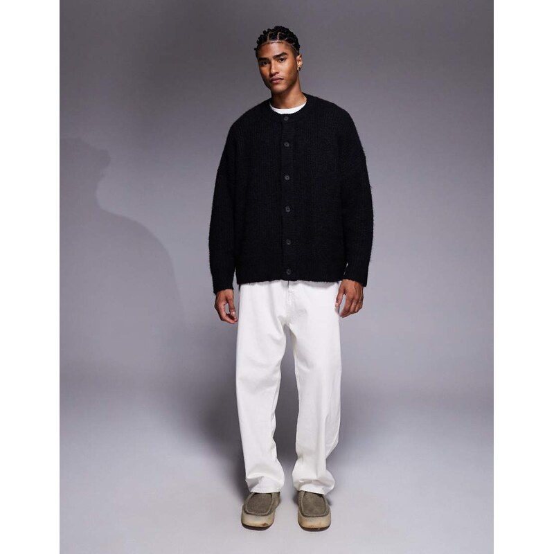 ASOS DESIGN super oversized knitted crew neck cardigan in black