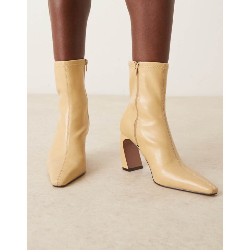 ASOS DESIGN Esme bone banana heel ankle boots in buttermilk