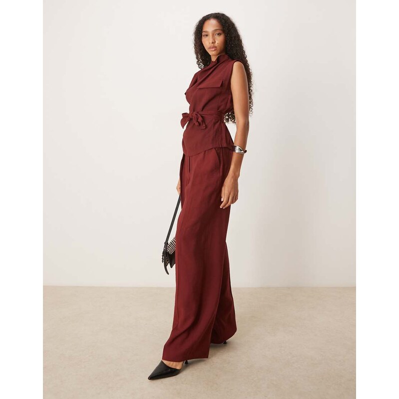 Mango tailored baggy trouser co-ord in red 108421476