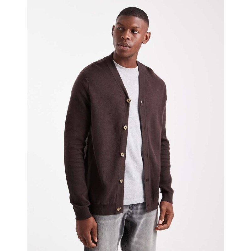 Threadbare knitted cardigan in brown