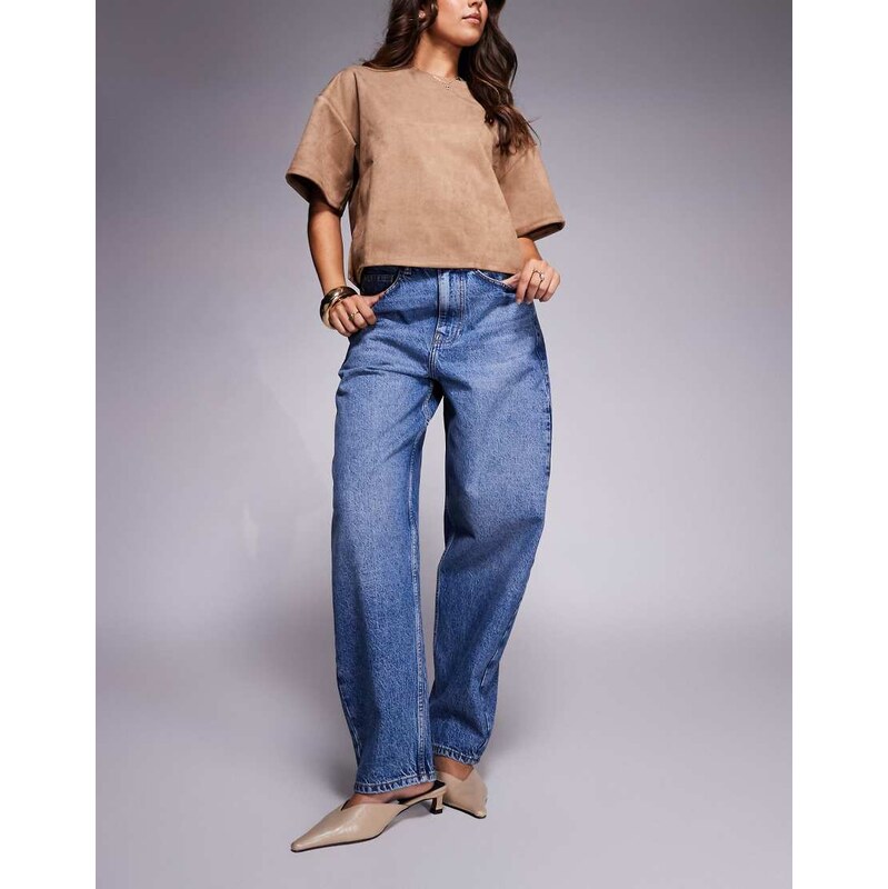 ASOS DESIGN slim barrel jean in dark mid blue