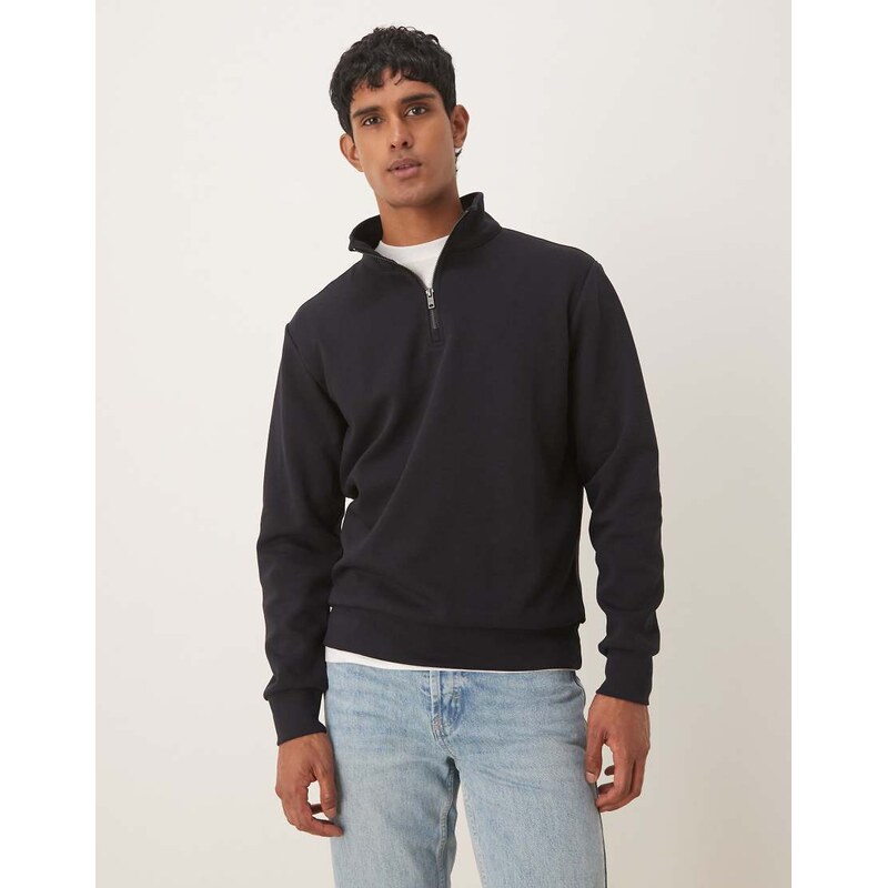 Mango half zip sweatshirt in navy