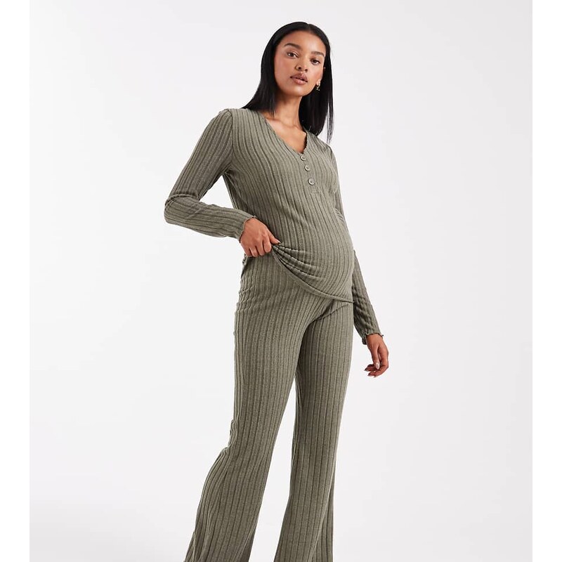 Mama.licious Mamalicious Maternity super soft rib knited flare trouser 108418418