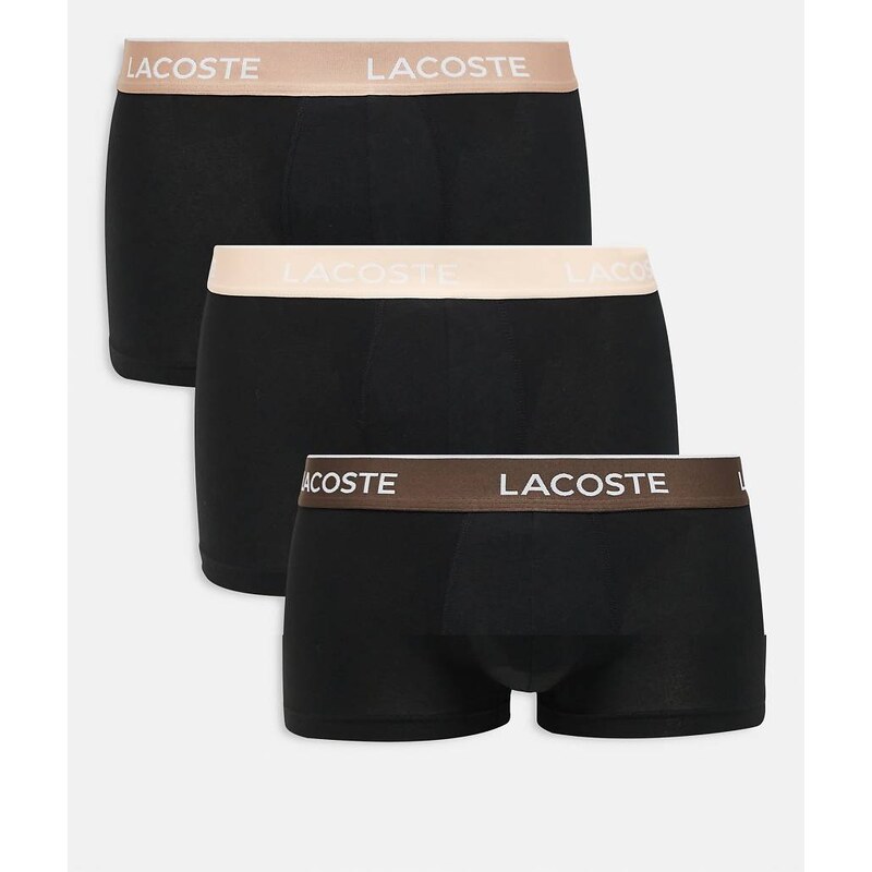 Lacoste 3 pack trunks in black-Multi