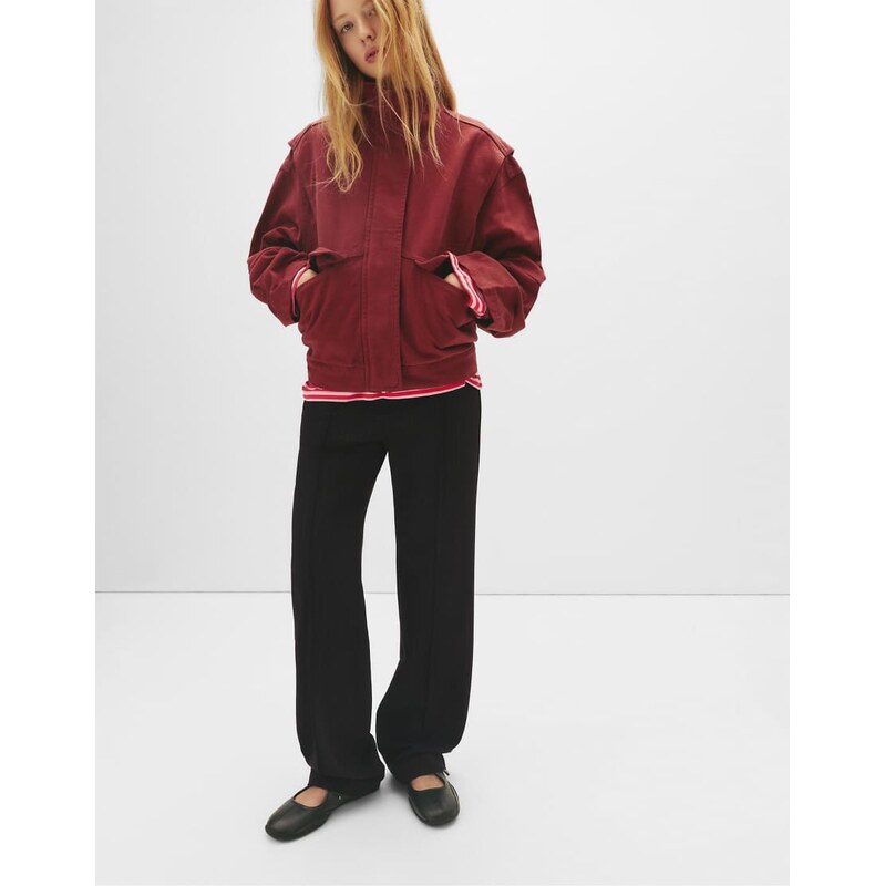 Pull&Bear Formal pants with seam detail in navy-Multi