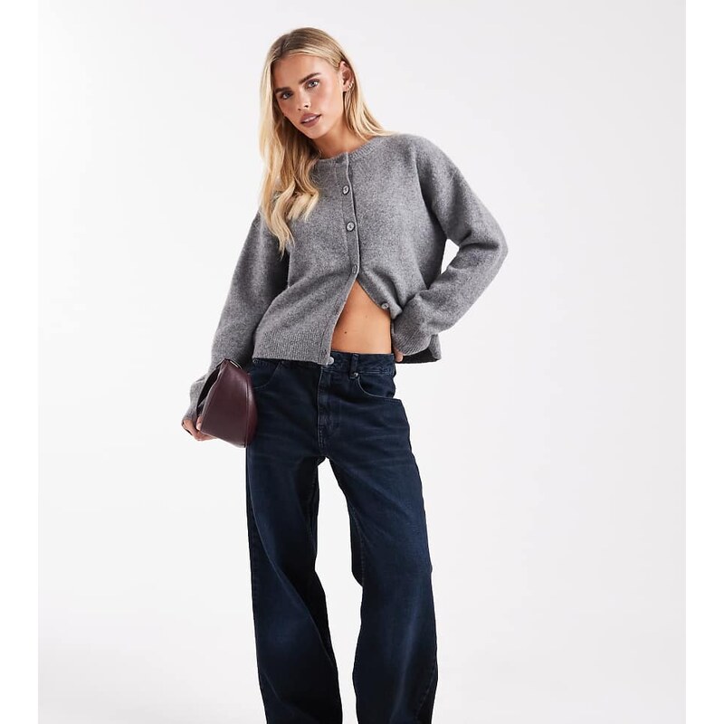 ASOS Petite ASOS DESIGN Petite low rise baggy jeans in blue black-Navy 109596747