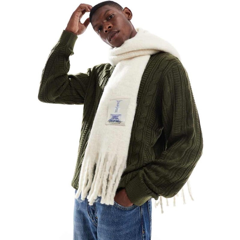 Jack & Jones chunky scarf in cream-White