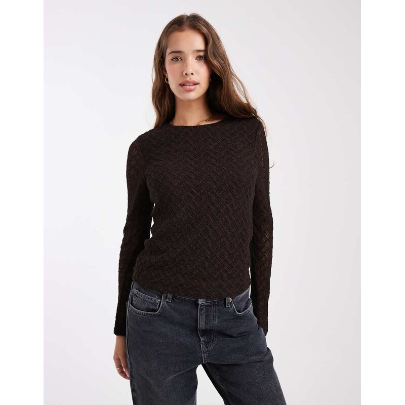ONLY lace long sleeve top in brown