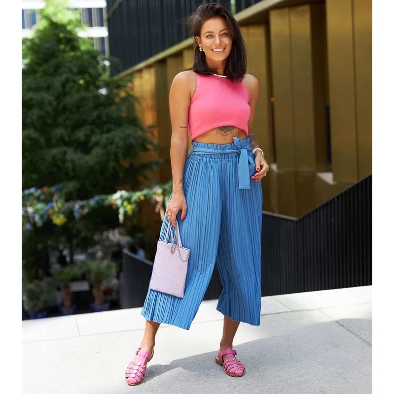 UR/CEO Gemre Blue wide pleated trousers Longo 107010368