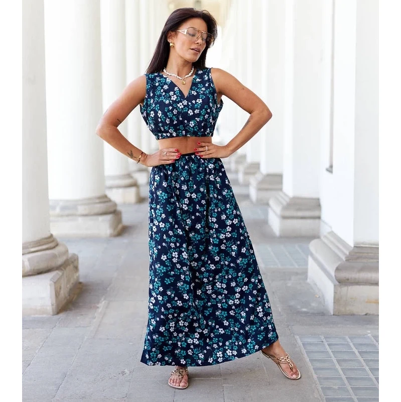Gemre Navy blue set with top and skirt Genova 112250597