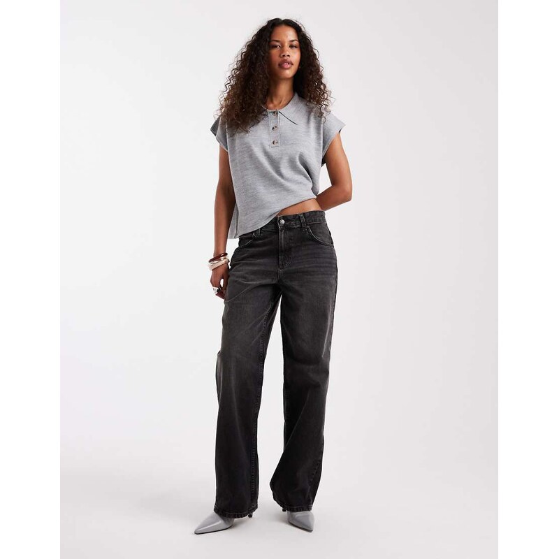 ASOS DESIGN low rise baggy jeans in washed black