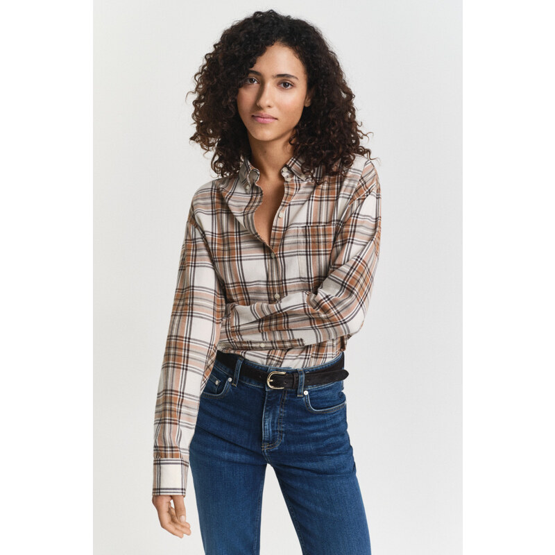 KOŠILE GANT REL CHECKED FLANNEL BD SHIRT CREAM