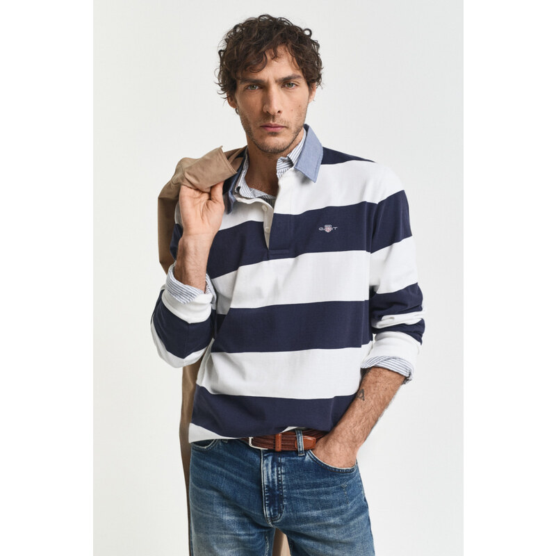 POLOKOŠILE GANT REG CHAMBRAY STRIPE HEAVY RUGGER EGGSHELL