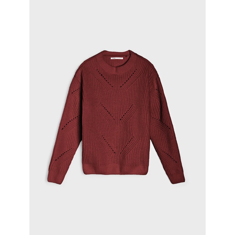 Sinsay - Prolamovaný svetr - burgundy 108420364