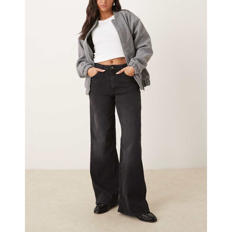 JDY Felina high waist wide leg jeans in black denim 108421377