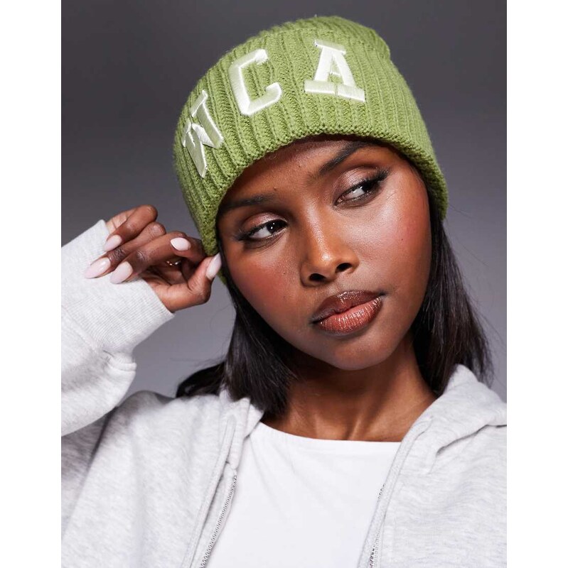 ASOS Weekend Collective Weekend Collective beanie with varsity logo in 108529949