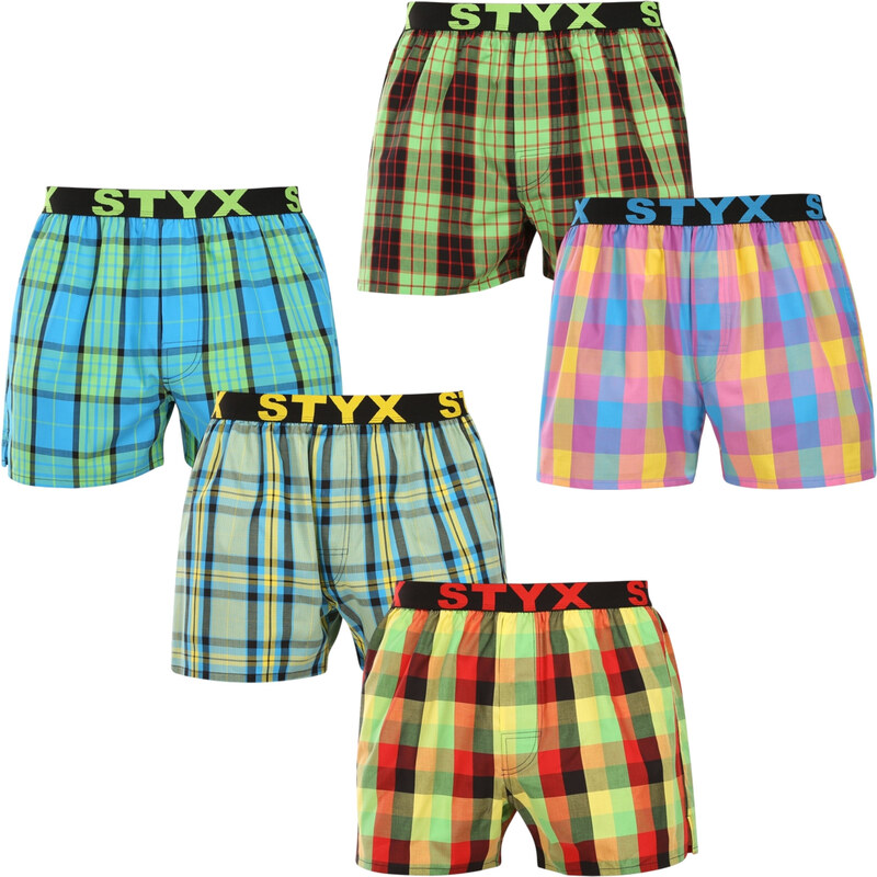5PACK pánské trenky Styx sportovní guma vícebarevné (5B110105)