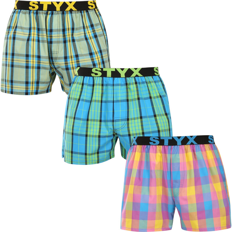 3PACK pánské trenky Styx sportovní guma vícebarevné (3B110103)