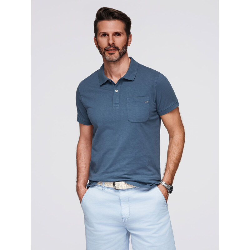 Ombre Mens polo t-shirt with decorative buttons