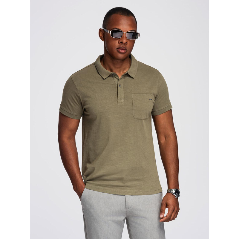 Ombre Mens polo t-shirt with decorative buttons