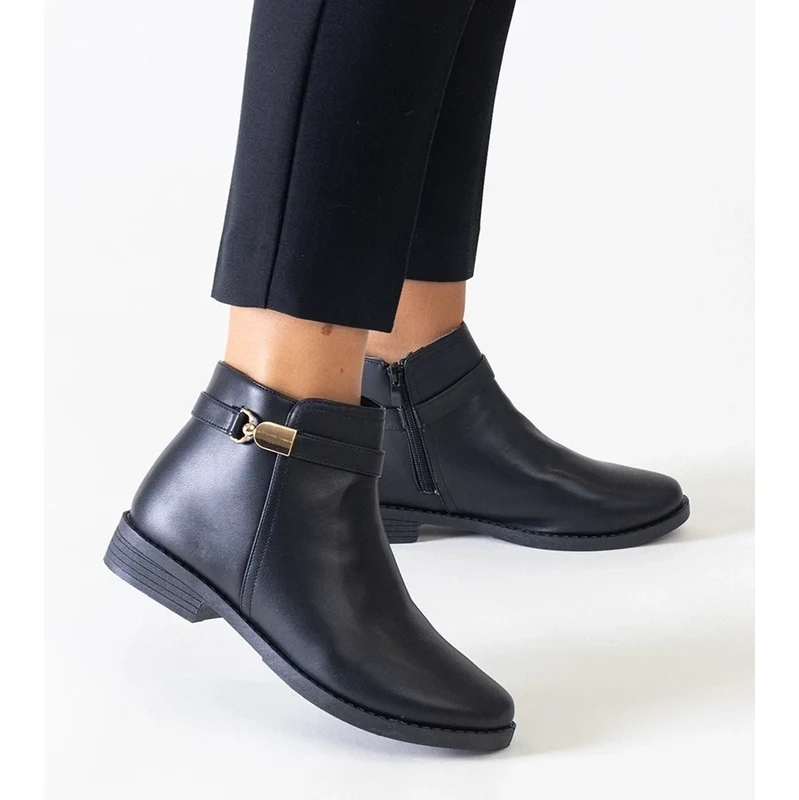 Gemre Black ankle boots with gold inserts eco-leather Casetra