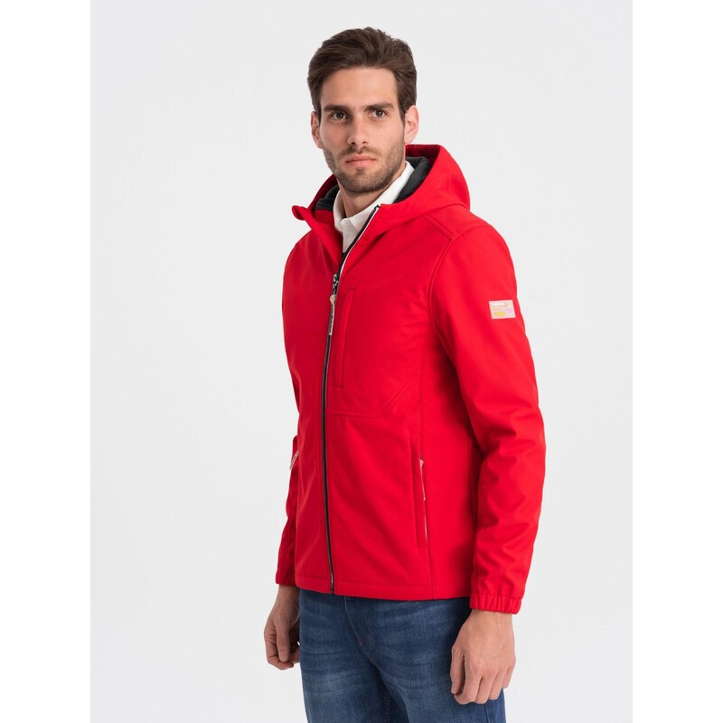 Červená pánská softshellová bunda Ombre Clothing