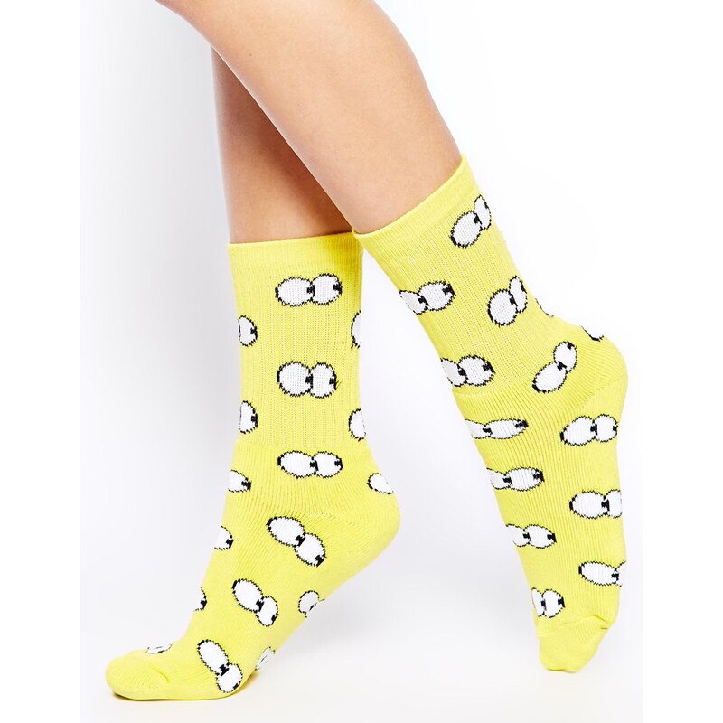 Lazy Oaf Peep Toe Tube Socks in Yellow