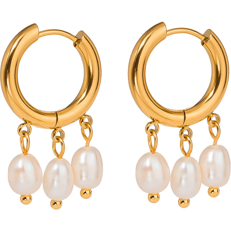 ELENYS Pearl Trio – pozlacené náušnice 18K žluté zlato 108424555