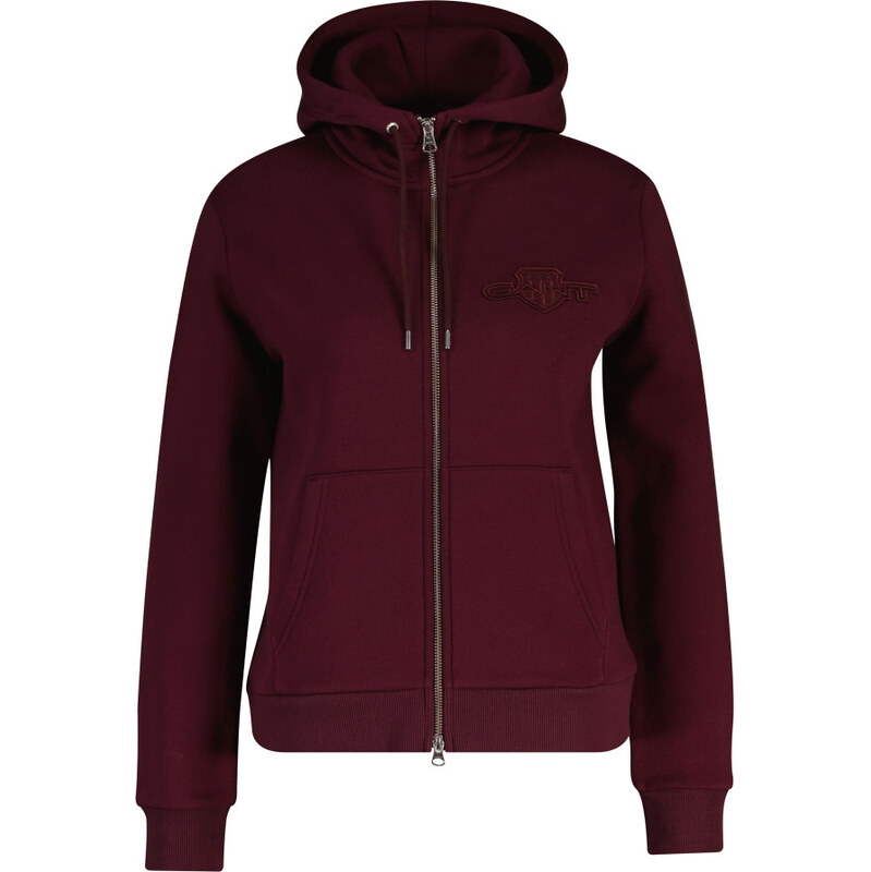 MIKINA GANT REG TONAL SHIELD ZIP HOODIE PLUM WINE