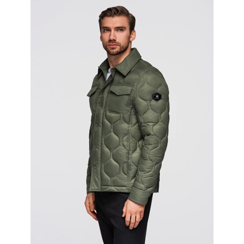 Ombre Clothing Módní olivová pánská přechodná bunda V2 JALP-0215