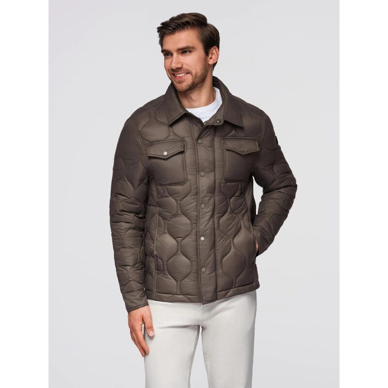 Ombre Clothing Módní khaki pánská přechodná bunda V3 JALP-0215