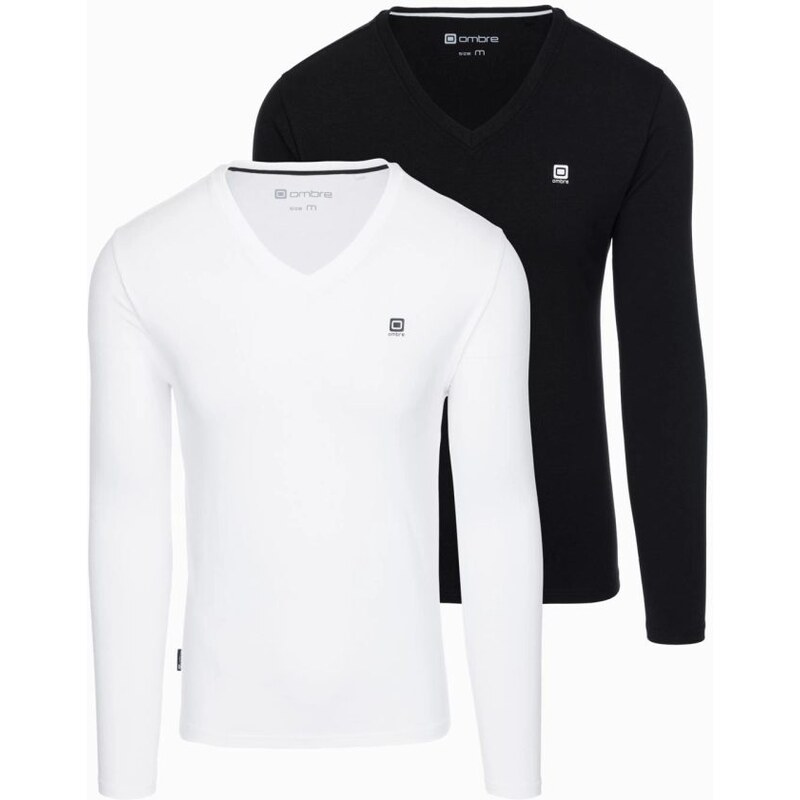 Ombre Clothing Dvojité balení triček s dlouhým rukávem,
