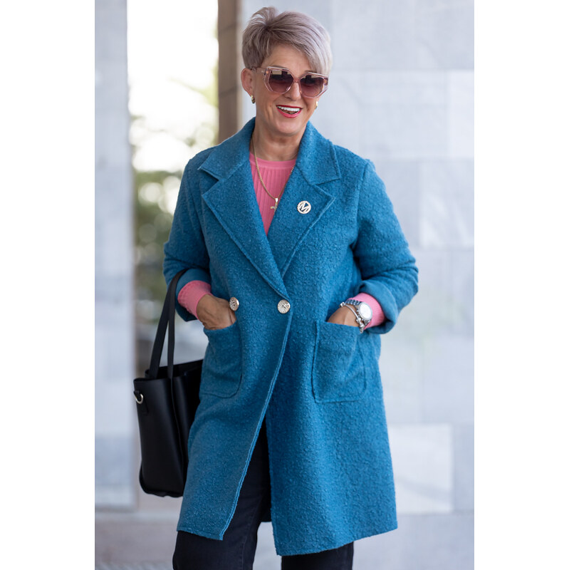 Italy fashion Elegantní kabát MONAKO Barva: Petrolejová,
