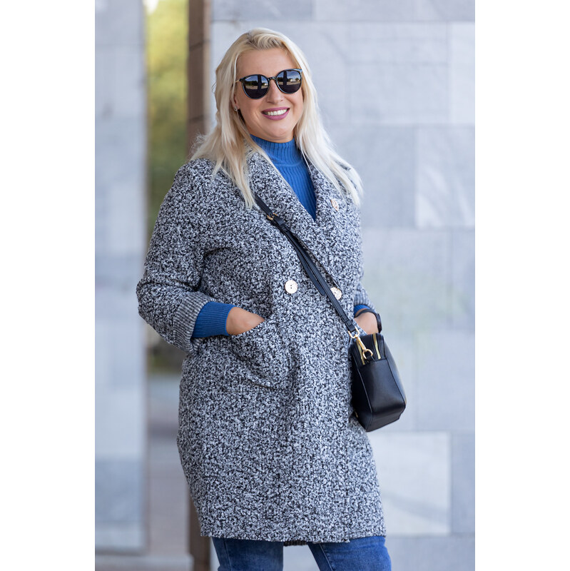Italy fashion Elegantní kabát MONAKO Barva: Černošedá, Velikost: