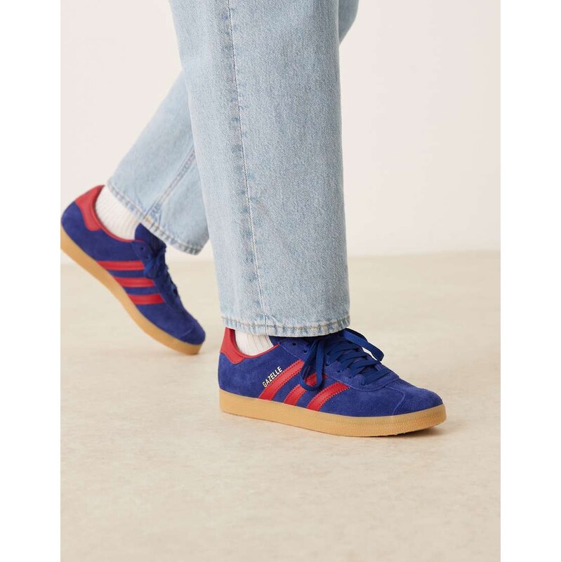 adidas Originals Gazelle trainers in dark blue and red